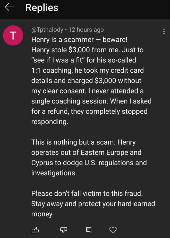 Invest with Henry review theft