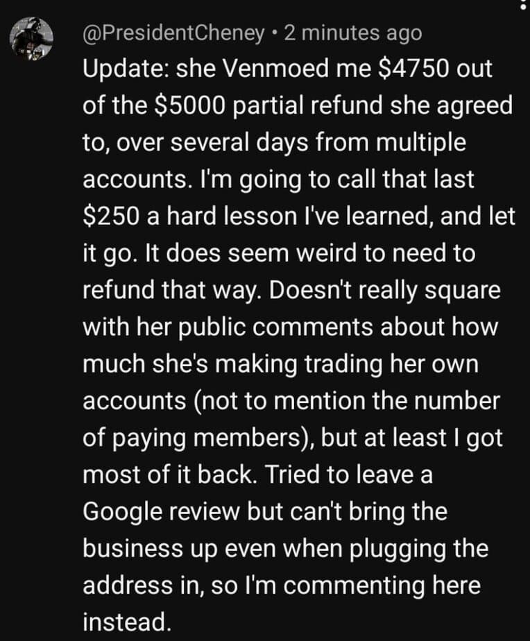 Abundantly Erica Venmo 1 Student explains Abundantly Erica issued a refund using multiple Venmo accounts over several days.