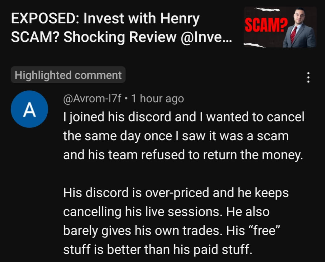 Invest-with-Henry-Refund-Refused-Same-Day Invest with Henry review: same-day refund refused after joining Discord