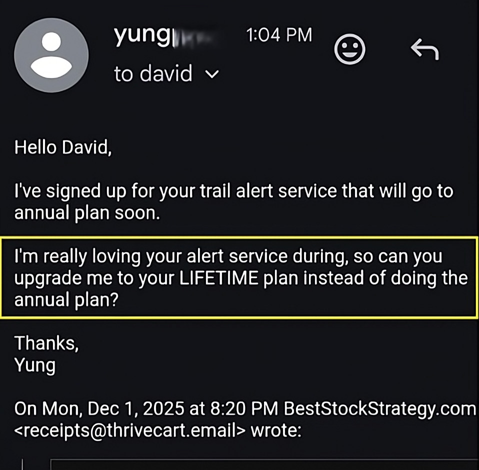 Verified member Yung - requesting upgrade from annual plan to lifetime plan during trial period