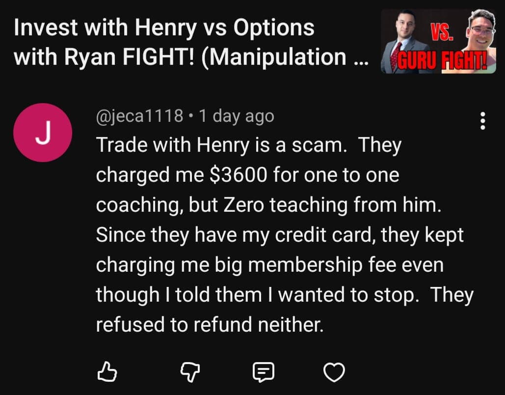 Invest with Henry criminal fraudulent charges