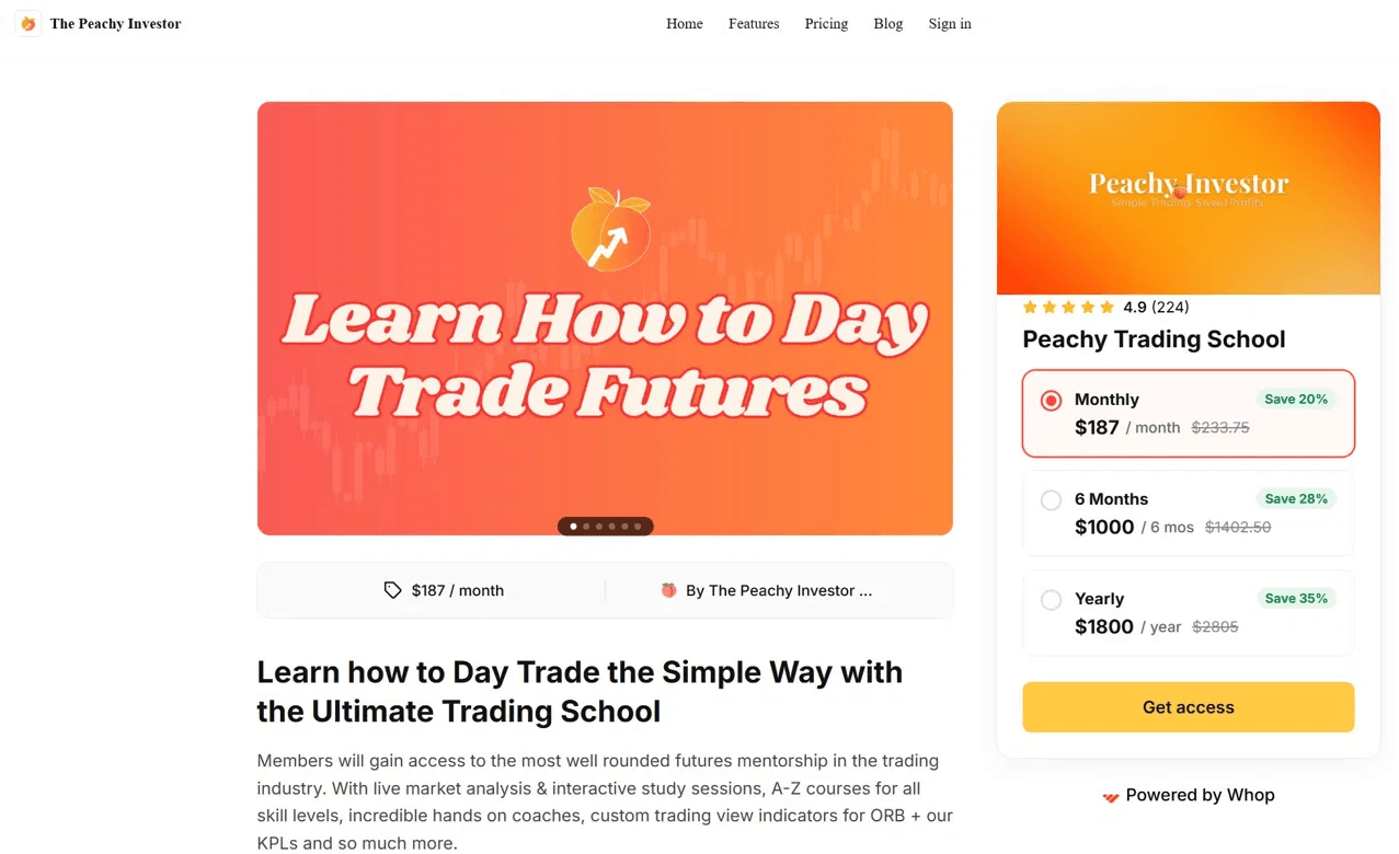 Peachy investor course pricing