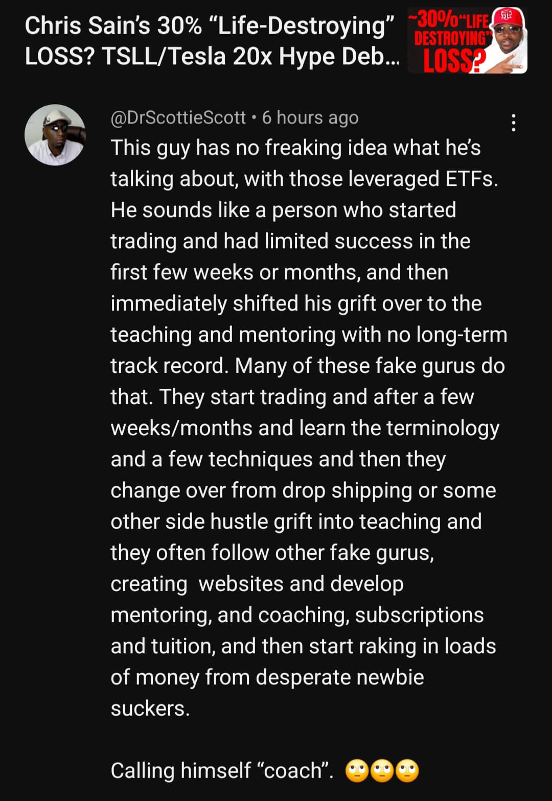 Chris Sain reviews. Called a fake guru by a member.