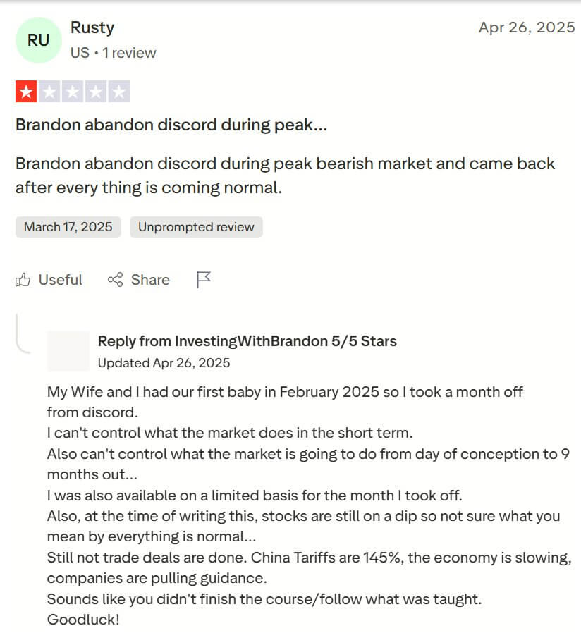 Investing with Brandon abandoned Discord in early 2025
